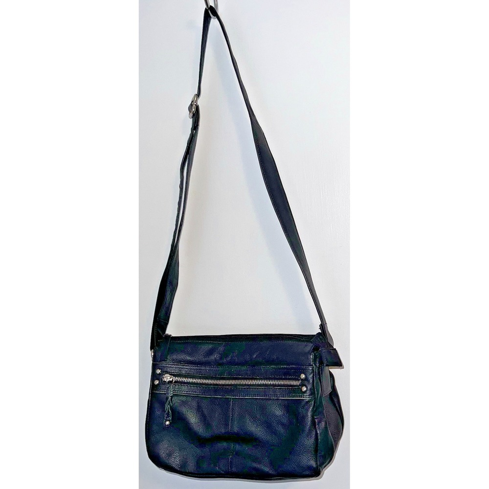 Great American Leatherworks Crossbody Bag Purse Medium Black Pebble Leather